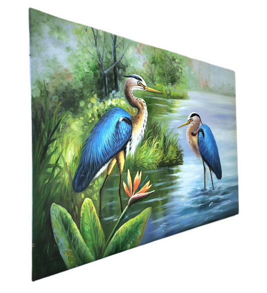 The Great Blue Herons - High Premium 36 X 24 In. Painting