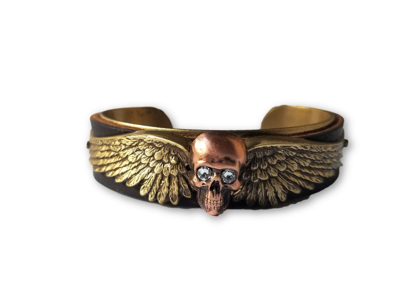 Skull Cuff with Crystal Eyes (Copper)