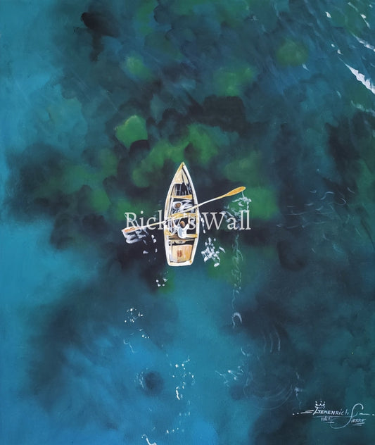 Deep Sea Canoe Haiti - Premium 19.6 X 23.25 In. By Genenrich Painting