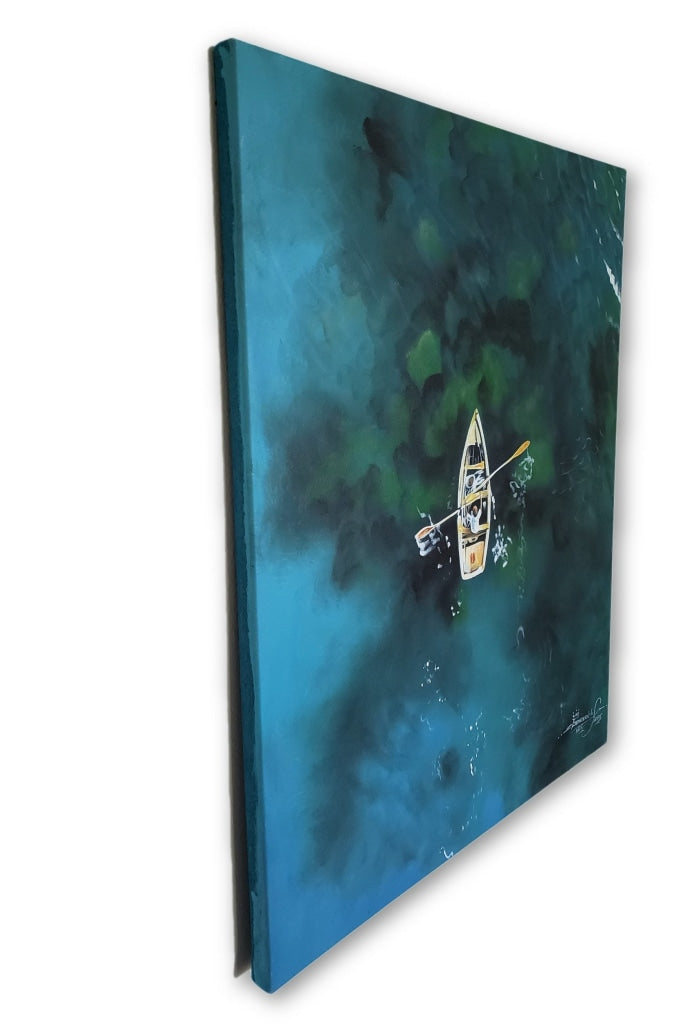 Deep Sea Canoe Haiti - Premium 19.6 X 23.25 In. By Genenrich Painting