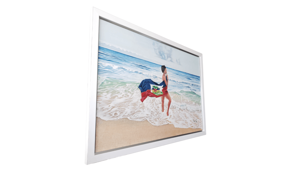 The Intimate Moment With The Haitian Flag - High Premium 47 X 32.5 In. By Genenrich Pierre Painting