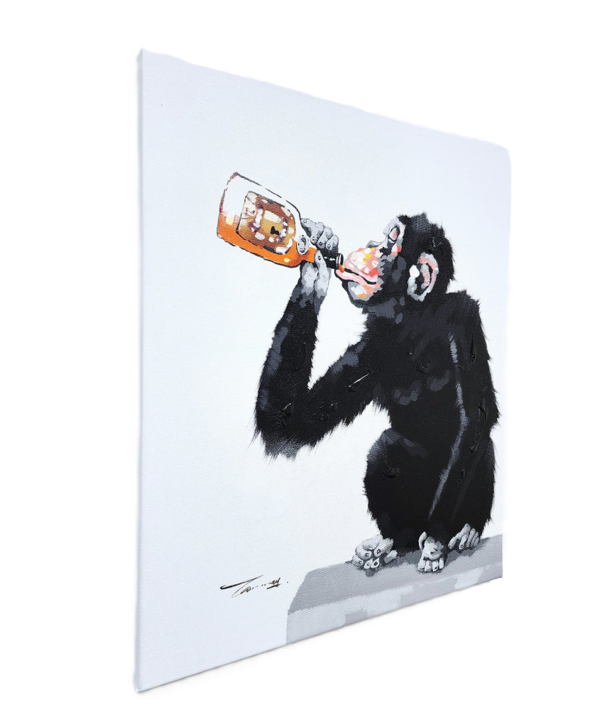 Drinking Monkey - High Premium 20 X 24 In. By Tommy Painting