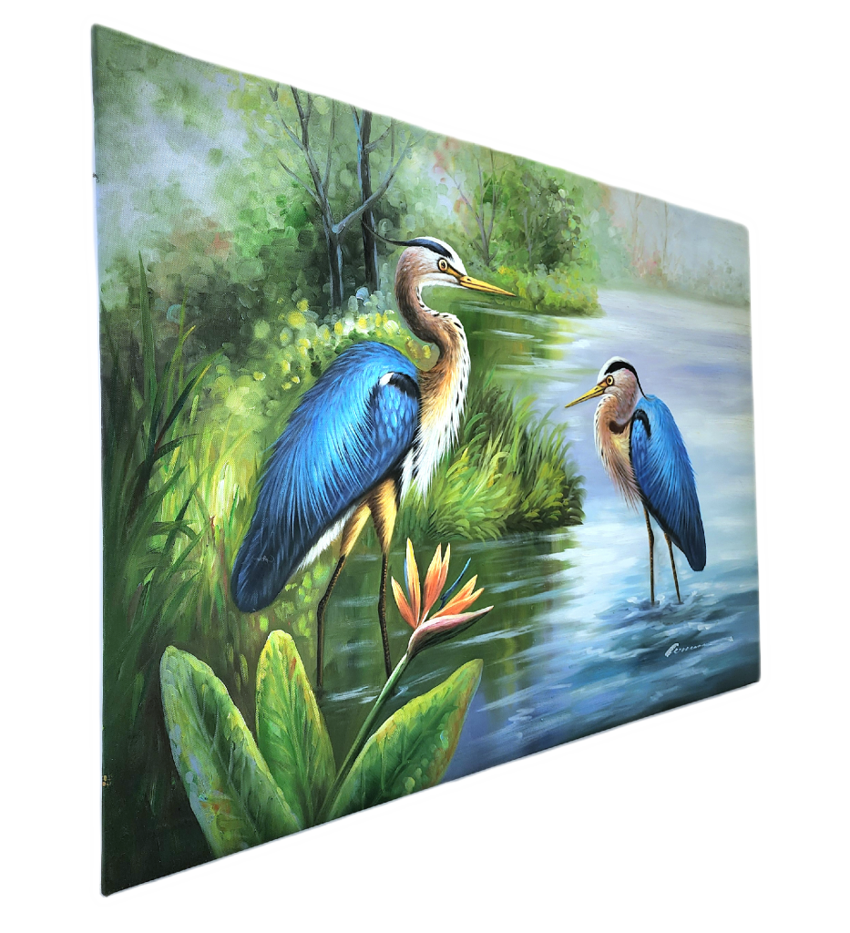 The Great Blue Herons - High Premium 36 X 24 In. Painting