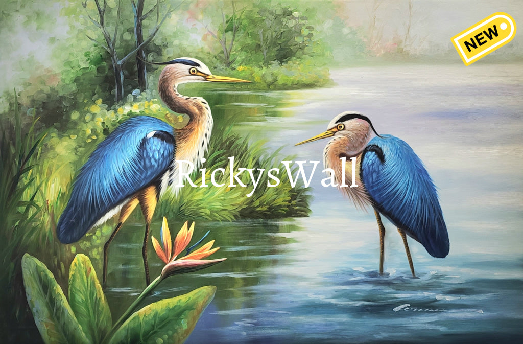 The Great Blue Herons - High Premium 36 X 24 In. Painting