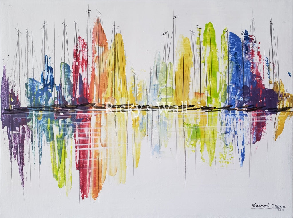 Colorful Fleet - Premium 15.75 X 11.8 In. By Genenrich Pierre Painting