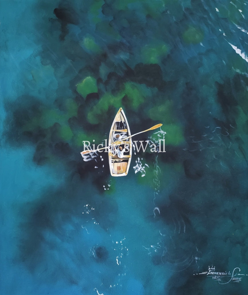 Deep Sea Canoe Haiti - Premium 19.6 X 23.25 In. By Genenrich Painting
