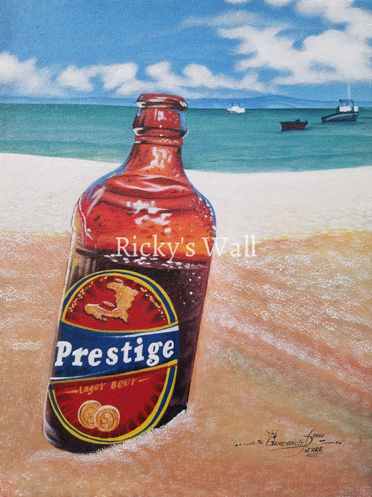 Haitian Beer: Prestige - PREMIUM - 12 x 16 in. by Genenrich Pierre - Ricky's Wall