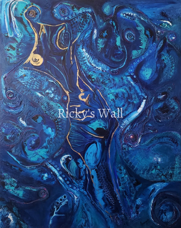 Una Perla En Dos Poemas - Premium 48 X 60 In. By A. Woungly Massaga Painting